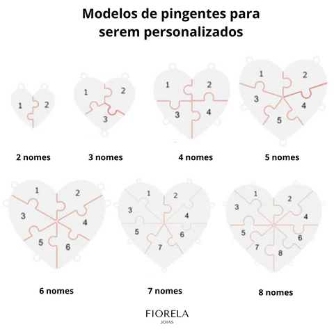 Colar Coração Quebra Cabeça Personalizado