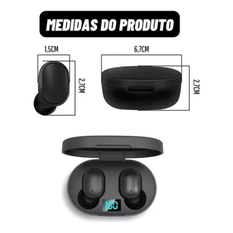 Fone Sem Fio Bluetooth com Sensor LED