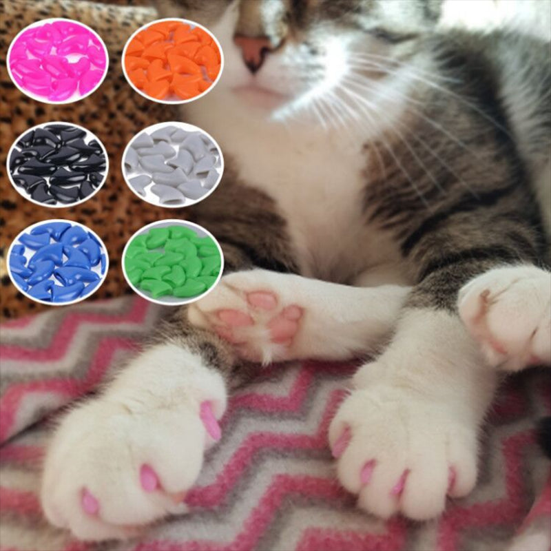 20 Peças de Unhas Protetoras Coloridas para Gatos e Cães