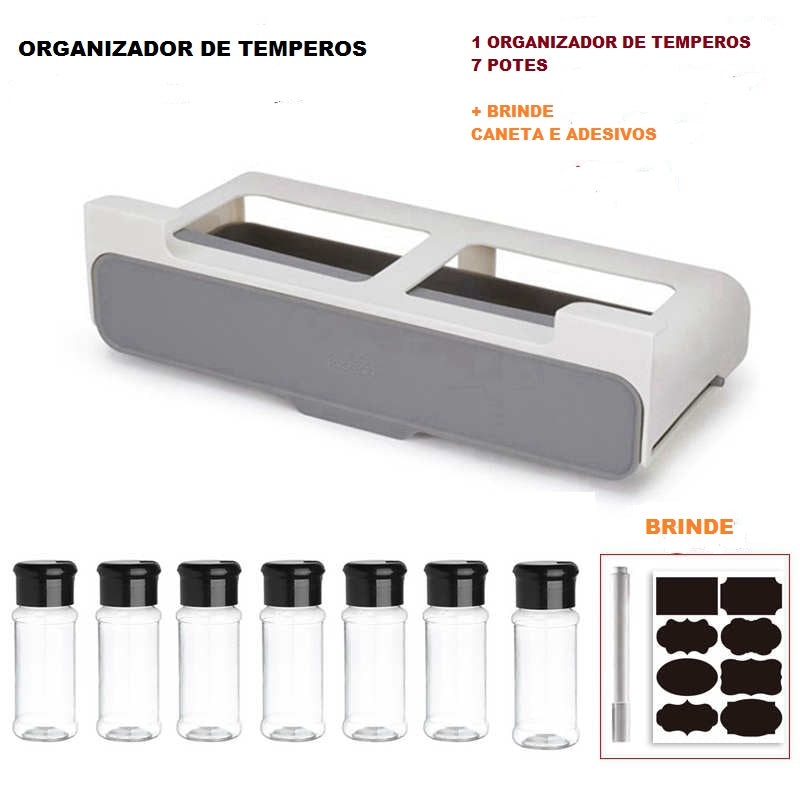 Organizador de temperos + 7 Potes